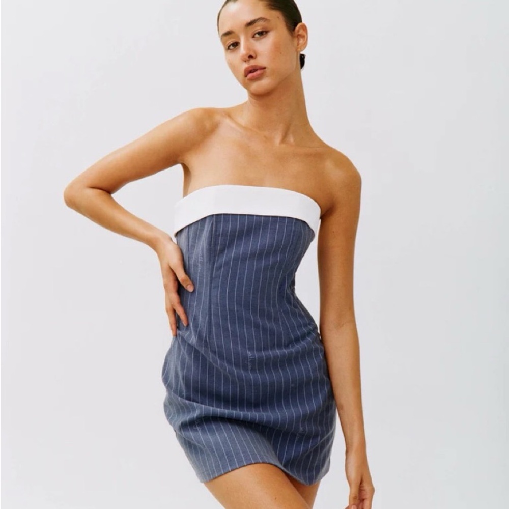With jeans pinstripe dress